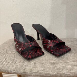 ASOS Red Snake Square Toe Heels